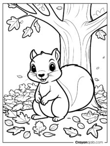 Squirrel gathering acorns coloring page ca