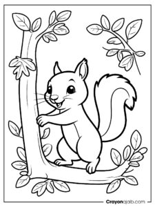 Squirrel in action coloring page ca