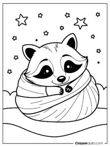 Starry night raccoon coloring page ca