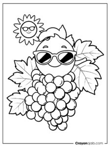 Sunny grapes scene coloring page ca