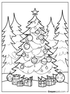 Tree with ornaments coloring page ca