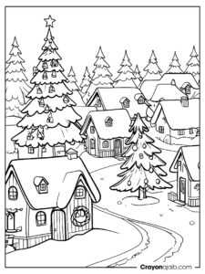 Village christmas tree coloring page ca