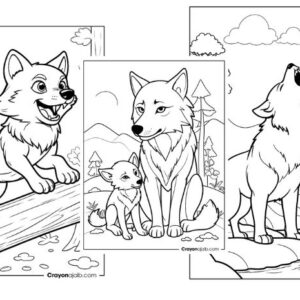 Wild wolf coloring pages for kids