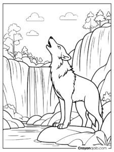 Wolf howling at dusk coloring page ca