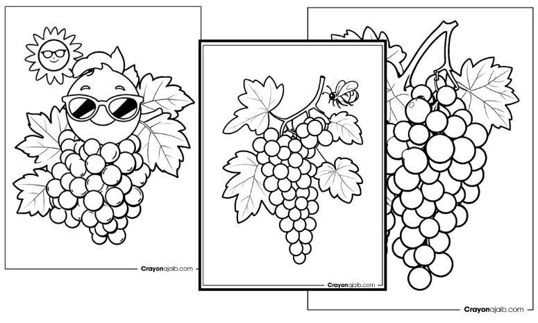 New printable grape coloring sheets for kids crayonajaib