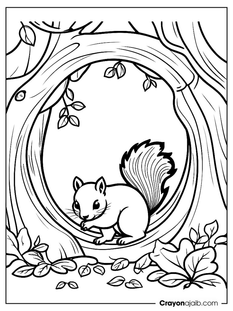 Orest squirrel hiding coloring page ca