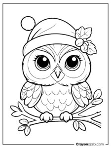 Holiday owl coloring page